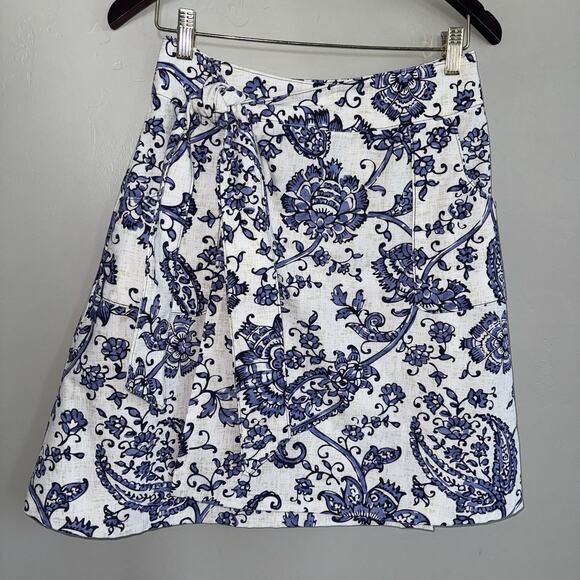 Handmade Dresses & Skirts - Handmade White Purple Floral Wrap Skirt Women’s S/M Adjustable Tie Waist Pockets